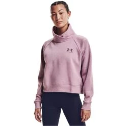 UNDER ARMOUR Women's UA Rival Wrap Neck Fleece Top 7 UNDER ARMOUR Women's UA Rival Wrap Neck Fleece Top -Nicestyle Shop 2070395 505 alt2