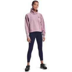 UNDER ARMOUR Women's UA Rival Wrap Neck Fleece Top 9 UNDER ARMOUR Women's UA Rival Wrap Neck Fleece Top -Nicestyle Shop 2070395 505 alt4