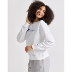 CHAMPION Women's Powerblend Fleece Relaxed Fit Crew -Nicestyle Shop 2078676 101 alt2