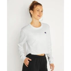 CHAMPION Juniors' Boyfriend Cropped Long-Sleeve Tee 9 CHAMPION Juniors' Boyfriend Cropped Long-Sleeve Tee -Nicestyle Shop 2082286 101 alt3