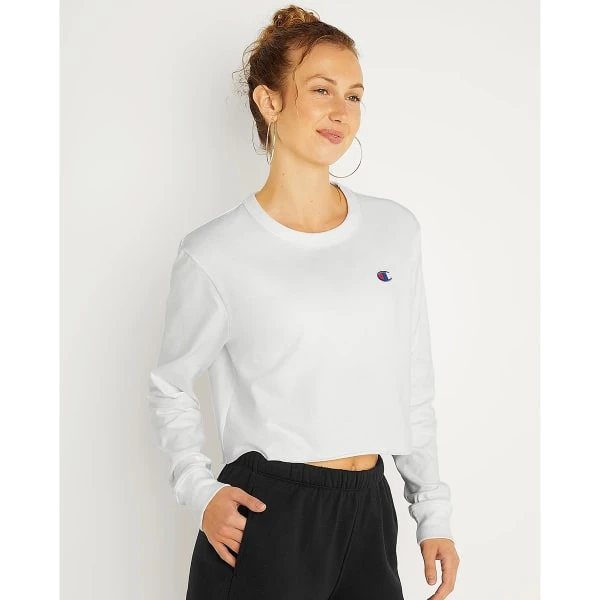 CHAMPION Juniors' Boyfriend Cropped Long-Sleeve Tee 4 CHAMPION Juniors' Boyfriend Cropped Long-Sleeve Tee - Image 4