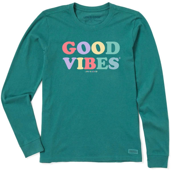 LIFE IS GOOD Women's Good Vibes Long-Sleeve Crusher Tee 1 LIFE IS GOOD Women's Good Vibes Long-Sleeve Crusher Tee