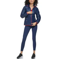 TOMMY HILFIGER Women's Lightweight Hooded Packable Puffer Jacket -Nicestyle Shop 2083079 402 alt3
