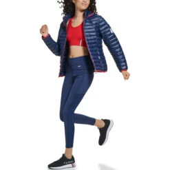 TOMMY HILFIGER Women's Lightweight Hooded Packable Puffer Jacket -Nicestyle Shop 2083079 402 alt4